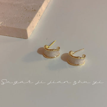 Whiten Marbled Gold - Earring