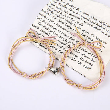 Pink & Yellow Mix Magnetic Heart - Bracelet Set