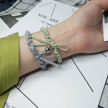Grey & Green Elastic Magnetic - Bracelet Set