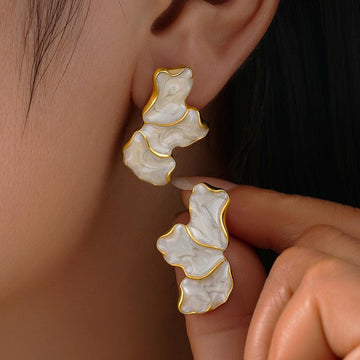 Marbled Leaf Gold - Earring