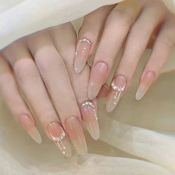 Fancy Long - Press On Nail Set Of 24 - Free 24 Pcs Sticker Sheet Included