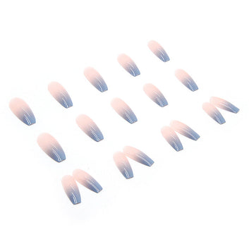 Pastel Blue & Pink & Diamonds Fancy - Press On Nail Set Of 24 - Free 24 Pcs Sticker Sheet Included
