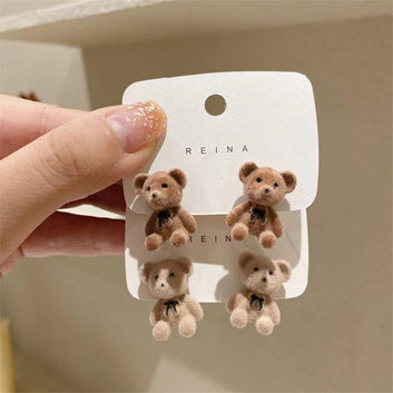 Light Brown Cute Bear - Earring