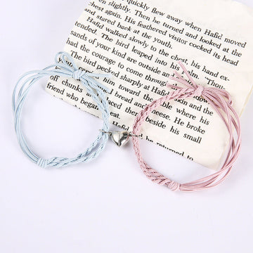 Blue & Pink Magnetic Heart - Bracelet Set
