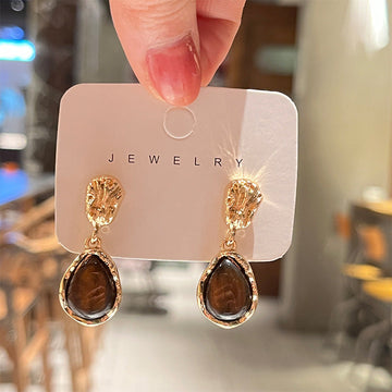 Luxury Brown Stone Gold - Earring
