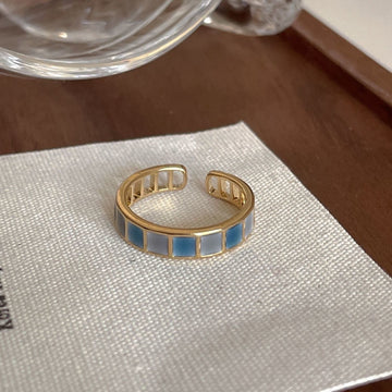 Blue & Light Blue Enameled Gold - Ring