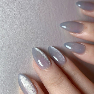 Titanium Grey Shiny - Press On Nail Set Of 24 - Free 24 Pcs Sticker Sheet Included