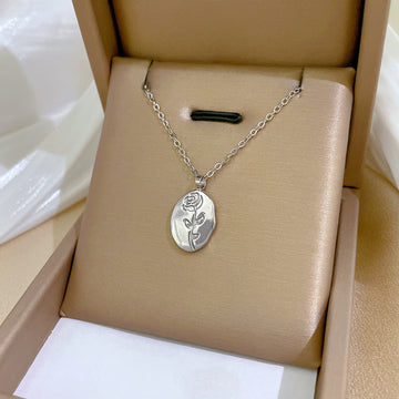 Silver Plated Rose - Necklace