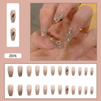 Gem & Glitter Gold - Press On Nail Set Of 24 - Free 24 Pcs Sticker Sheet Included
