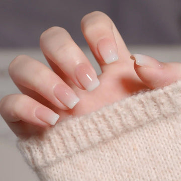 White & Soft Pink - Press On Nail Set Of 24 - Free 24 Pcs Sticker Sheet Included