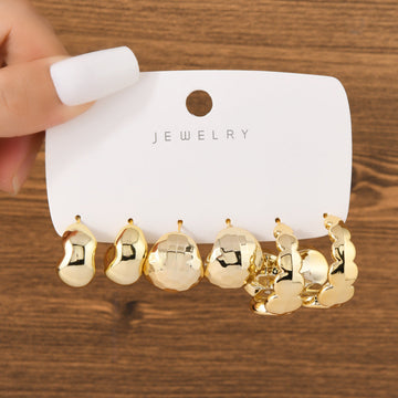 Gold Foil Series Hoop - Earrings Set Style 4