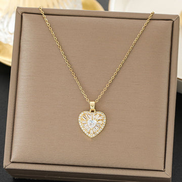 Sparkle Diamonds Heart Gold - Necklace