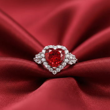 Heart Red Maroon Dimond - Ring