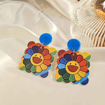 Acrylic Multi Sunflower - Earring