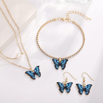 Blue Butterfly Gold - Jewelry Set