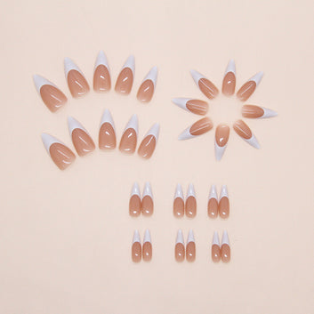 Coffee Latte - Print Press On Nail Set Of 24 - Free 24 Pcs Sticker Sheet Included