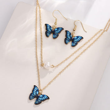 Blue Butterfly Gold - Jewelry Set