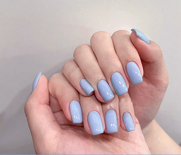 Frozen Blue - Press On Nail Set Of 24 - Free 24 Pcs Sticker Sheet Included