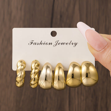Gold Foil Series Hoop - Earrings Set Style 22