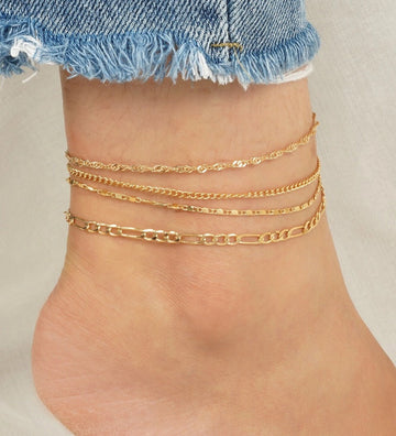 Gold Layer - Anklet Set of 4