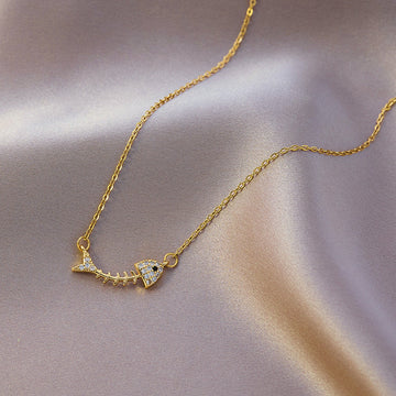 Fish Skeleton Diamonds - Necklace
