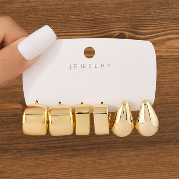 Gold Foil Series Hoop - Earrings Set Style 7