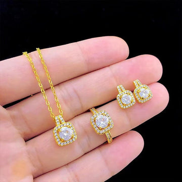 Square Diamond Gold - Jewelry Set