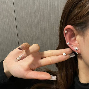 Bow & Animal - Ear Studs Set Of 6
