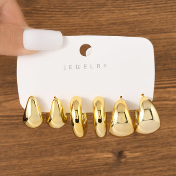 Gold Foil Series Hoop - Earrings Set Style 2