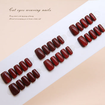 Cherry Red - Press On Nail Set Of 30 - Free 24 Pcs Sticker Sheet Included