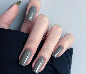 Grey Green - Press On Nail Set Of 24 - Free 24 Pcs Sticker Sheet Included