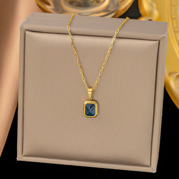 Blue Diamond Square - Necklace