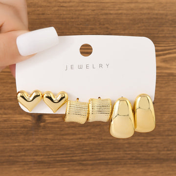 Gold Foil Series Hoop - Earrings Set Style 14