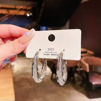 Silver Foil Oval - Earring