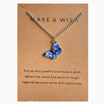 Blue Butterfly Gold - Necklace