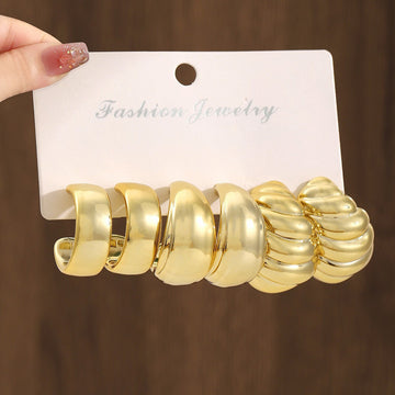 Gold Foil Series Hoop - Earrings Set Style 17