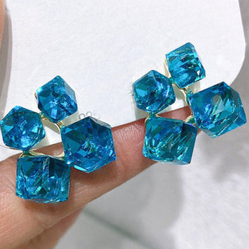 Blue Crystal Diamond - Earring
