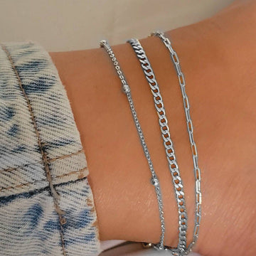 Silver Layer - Anklet Set of 3 - Style 3