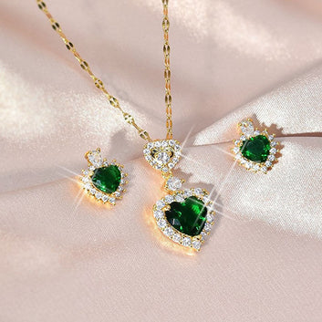 Green Diamond Heart - Jewelry Set
