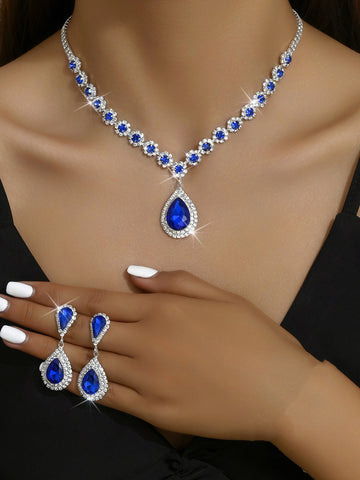 Royal Blue Luxury Diamonds - Jewelry Set