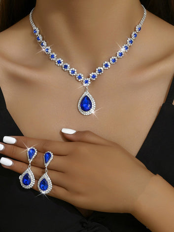 Royal Blue Luxury Diamonds - Jewelry Set