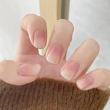 Pastel Pink - Press On Nail Set Of 24 - Free 24 Pcs Sticker Sheet Included
