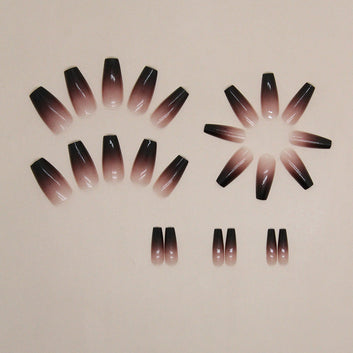 Black & Morandi Pink - Press On Nail Set Of 24 - Free 24 Pcs Sticker Sheet Included
