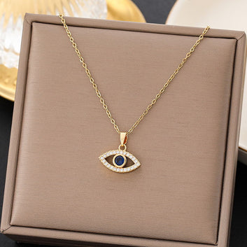 Evil Eye Navy Blue Stone - Necklace