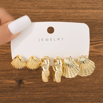 Gold Foil Series Hoop - Earrings Set Style 16