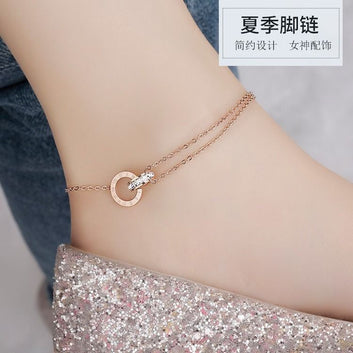 Interlocking Roman Rose Gold - Anklet