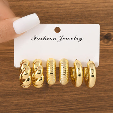 Gold Foil Series Hoop - Earrings Set Style 1