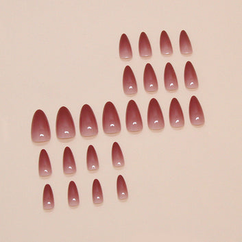 Dark Red Smudged - Print Press On Nail Set Of 24 - Free 24 Pcs Sticker Sheet Included