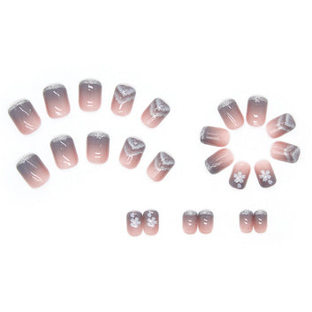 Pastel Pink & Purple - Press On Nail Set Of 24 - Free 24 Pcs Sticker Sheet Included
