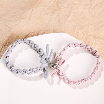 Grey & Pink Elastic Magnetic - Bracelet Set